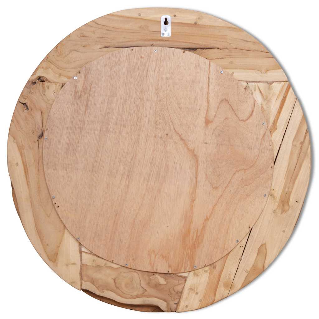 Decoratieve spiegel rond 80 cm teakhout is nu te koop bij PeponiXL, paradijselijk wonen!