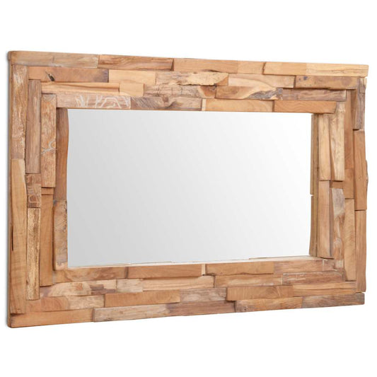 Decoratieve spiegel rechthoekig 90x60 cm teakhout is nu te koop bij PeponiXL, paradijselijk wonen!