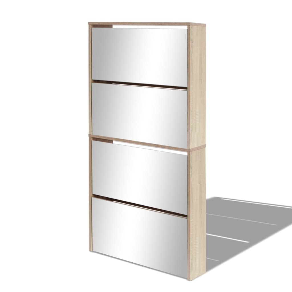 Schoenenkast met 4 spiegels 63x17x134 cm eikenhout is nu te koop bij PeponiXL, paradijselijk wonen!