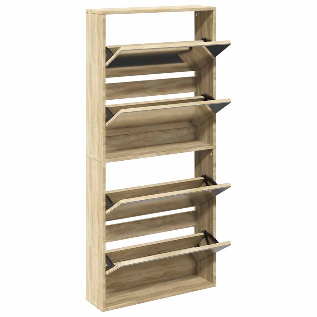 Schoenenkast met 4 spiegels 63x17x134 cm eikenhout is nu te koop bij PeponiXL, paradijselijk wonen!