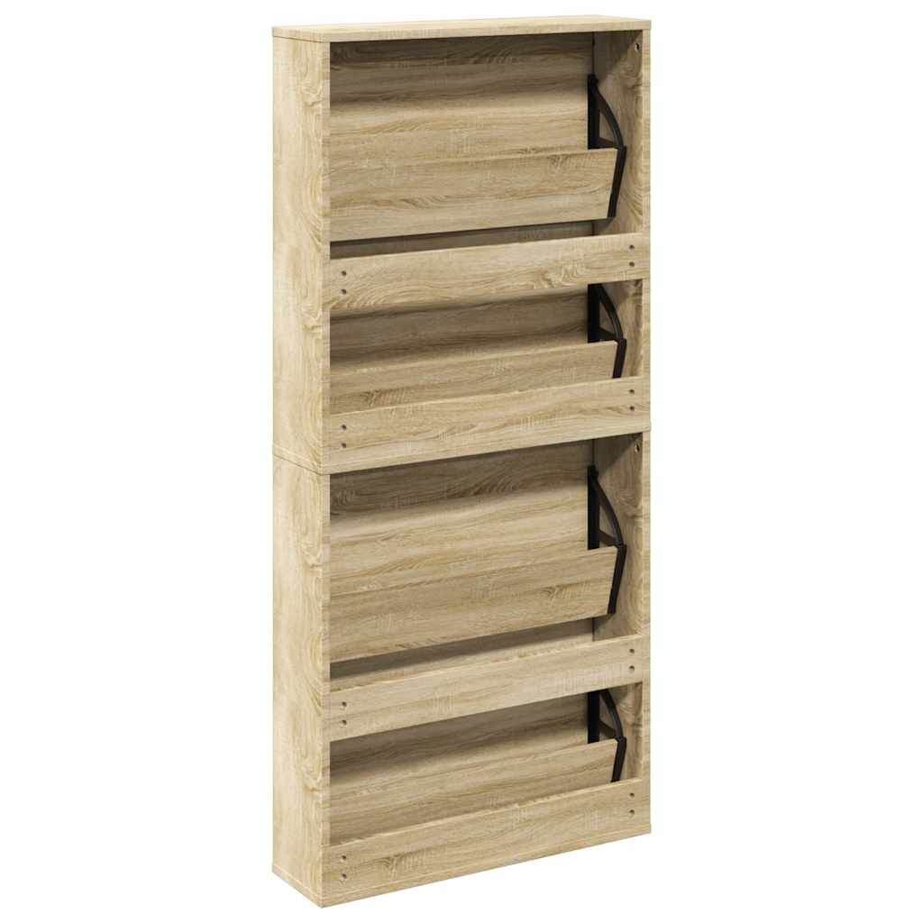 Schoenenkast met 4 spiegels 63x17x134 cm eikenhout is nu te koop bij PeponiXL, paradijselijk wonen!