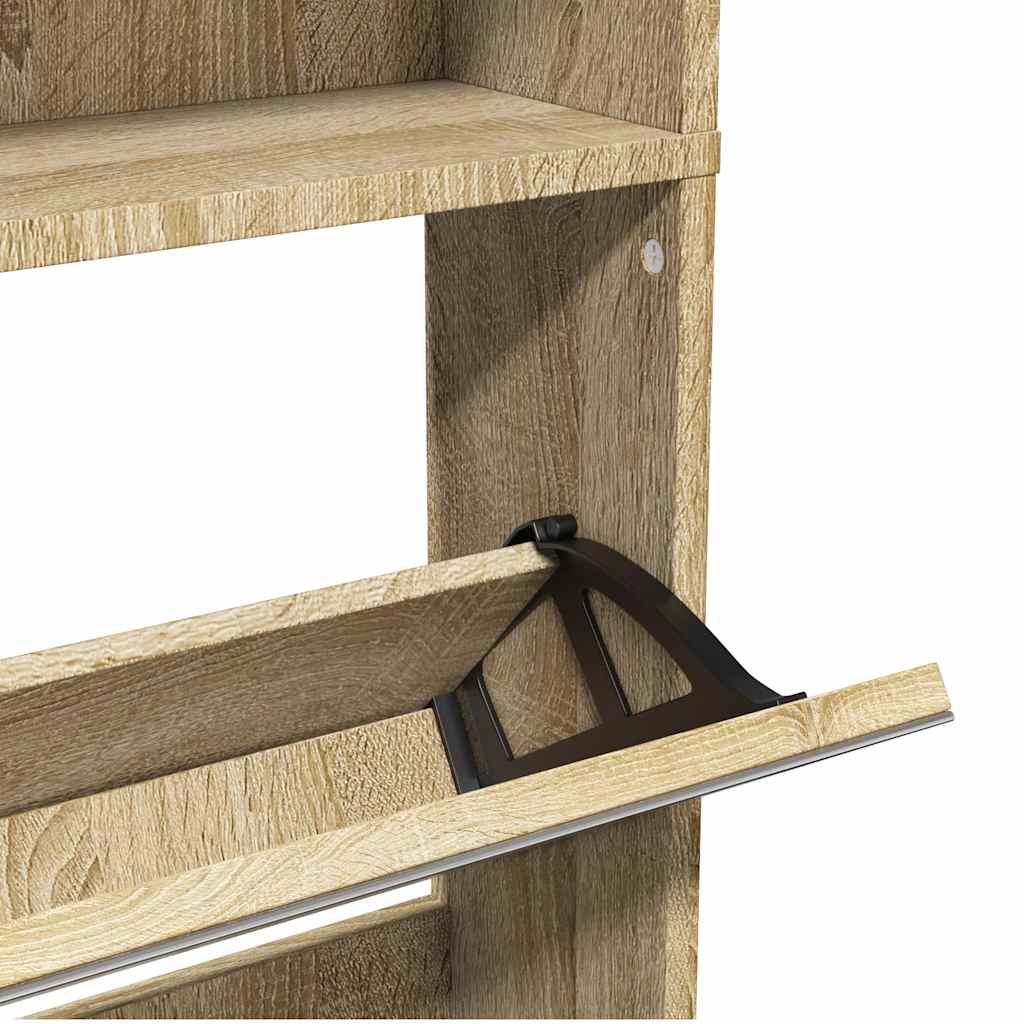 Schoenenkast met 4 spiegels 63x17x134 cm eikenhout is nu te koop bij PeponiXL, paradijselijk wonen!