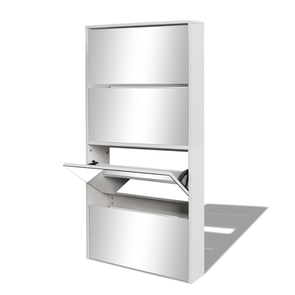 Schoenenkast met 4 spiegels 63x17x134 cm wit is nu te koop bij PeponiXL, paradijselijk wonen!