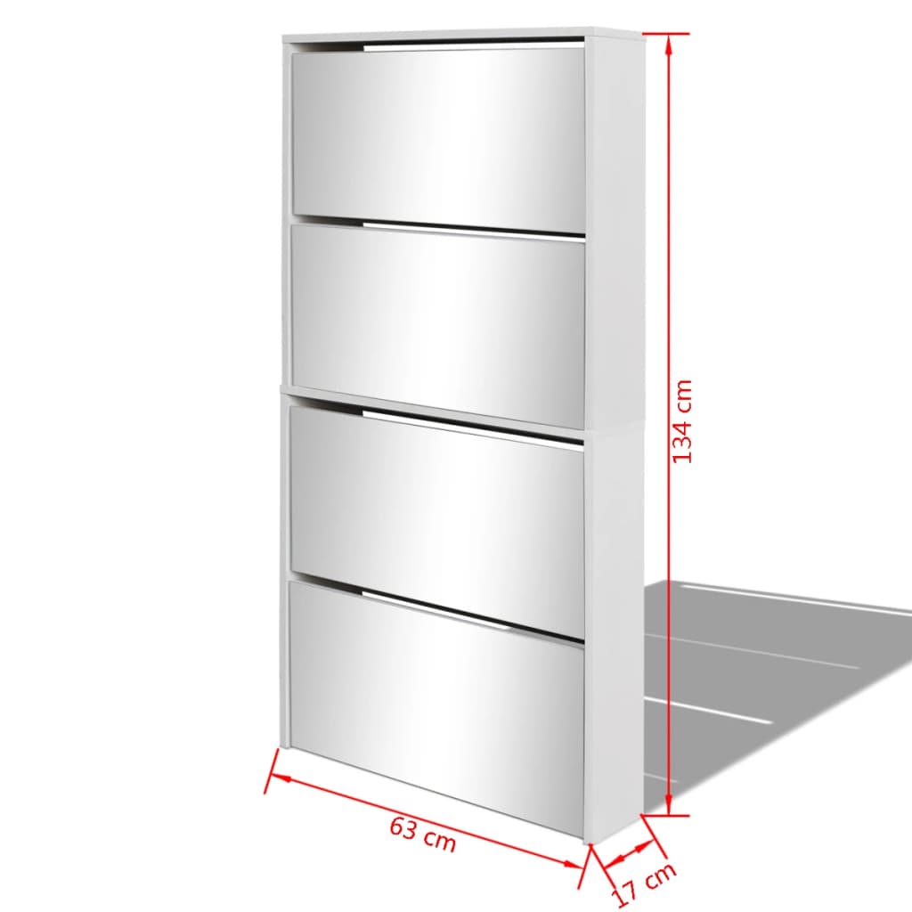 Schoenenkast met 4 spiegels 63x17x134 cm wit is nu te koop bij PeponiXL, paradijselijk wonen!