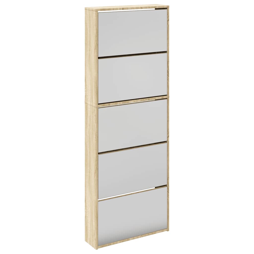 Schoenenkast met 5 spiegels 63x17x169,5 cm eikenhout is nu te koop bij PeponiXL, paradijselijk wonen!