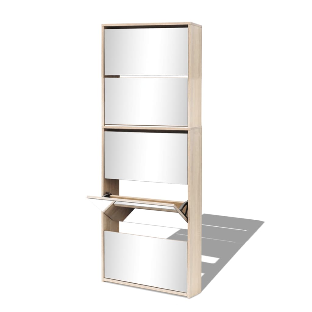 Schoenenkast met 5 spiegels 63x17x169,5 cm eikenhout is nu te koop bij PeponiXL, paradijselijk wonen!