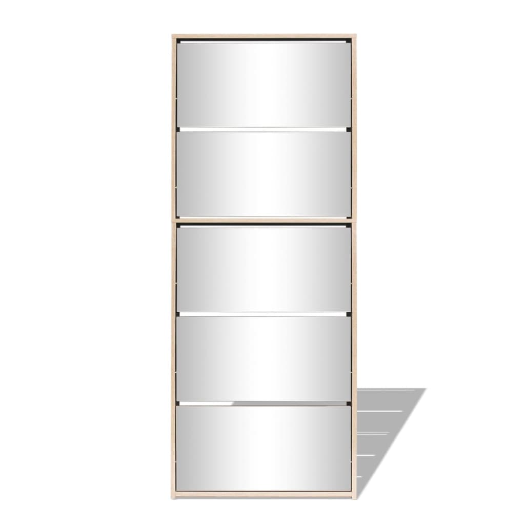 Schoenenkast met 5 spiegels 63x17x169,5 cm eikenhout is nu te koop bij PeponiXL, paradijselijk wonen!