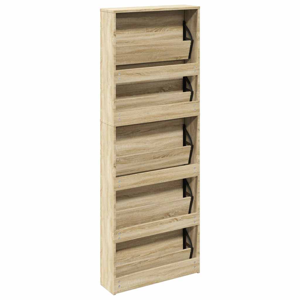 Schoenenkast met 5 spiegels 63x17x169,5 cm eikenhout is nu te koop bij PeponiXL, paradijselijk wonen!