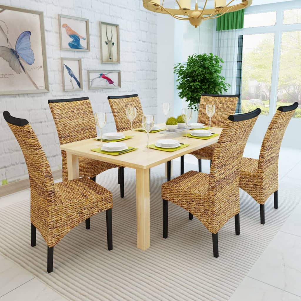 Eetkamerstoelen 6 st abaca en massief mangohout is nu te koop bij PeponiXL, paradijselijk wonen!