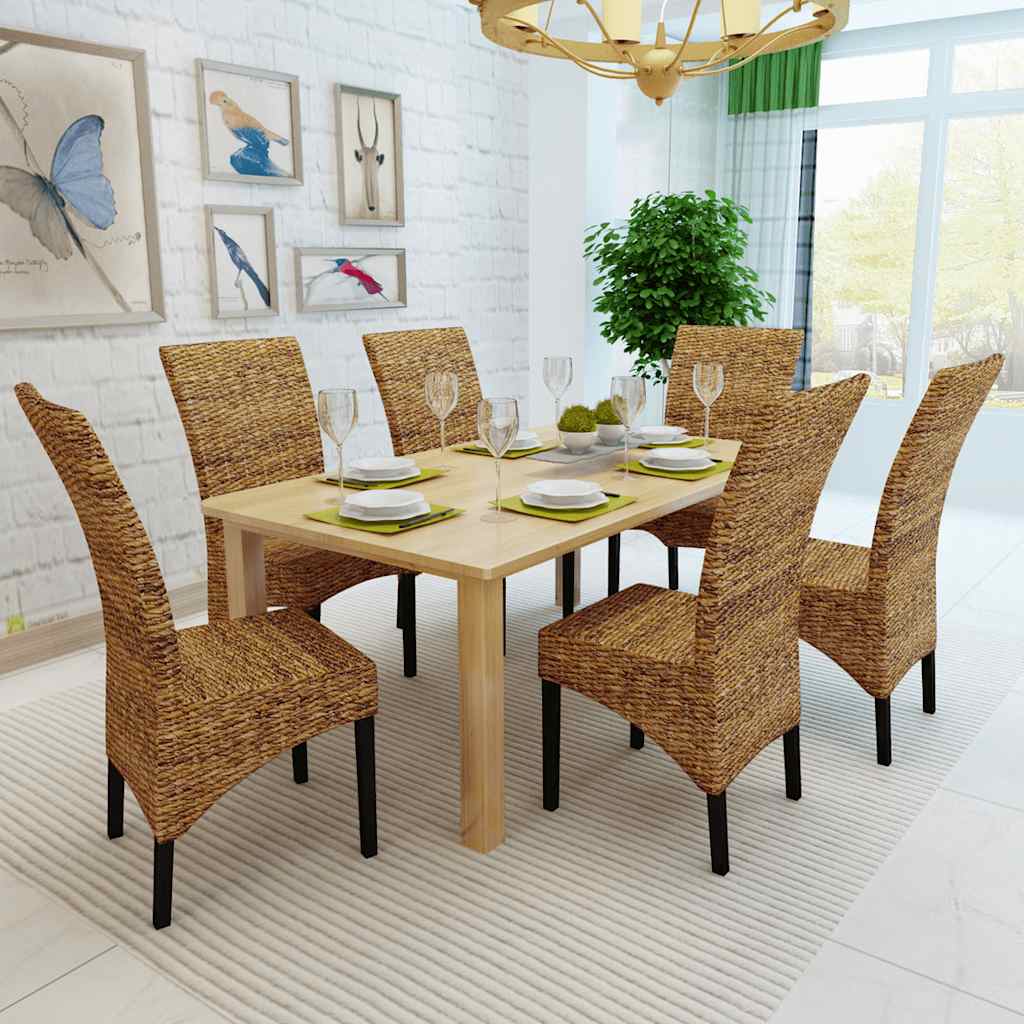 Eetkamerstoelen 6 st abaca en massief mangohout is nu te koop bij PeponiXL, paradijselijk wonen!
