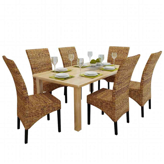 Eetkamerstoelen 6 st abaca en massief mangohout is nu te koop bij PeponiXL, paradijselijk wonen!