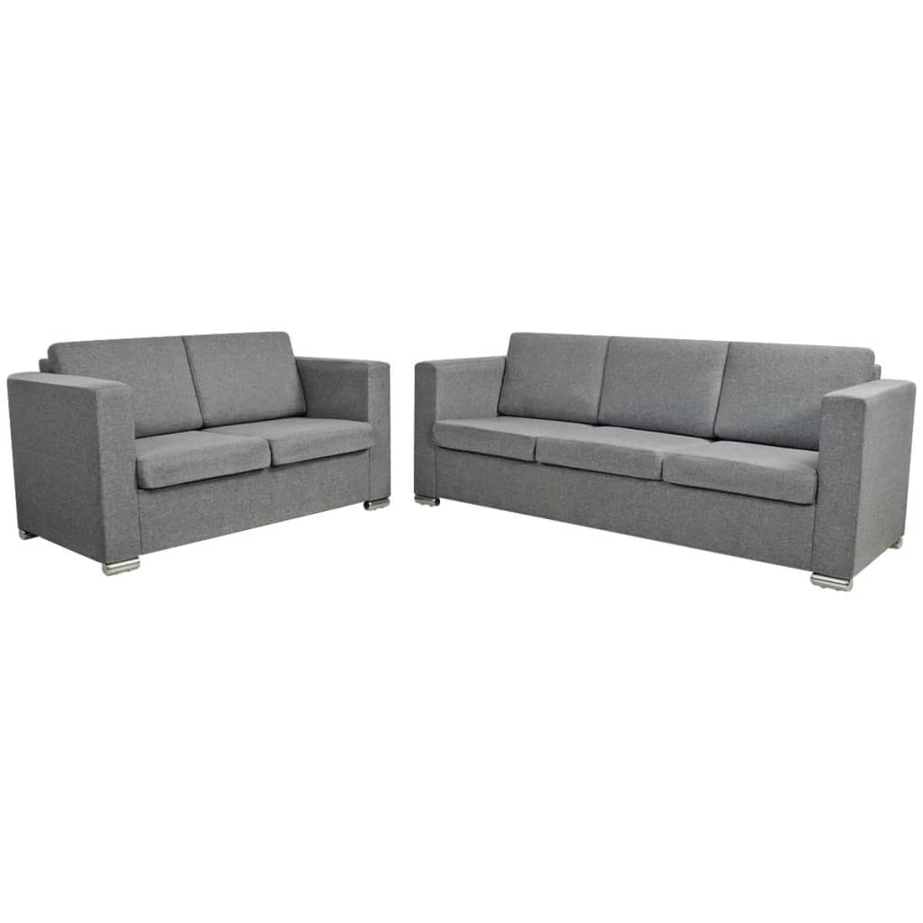 2-delig Bankstel stof lichtgrijs is nu te koop bij PeponiXL, paradijselijk wonen!