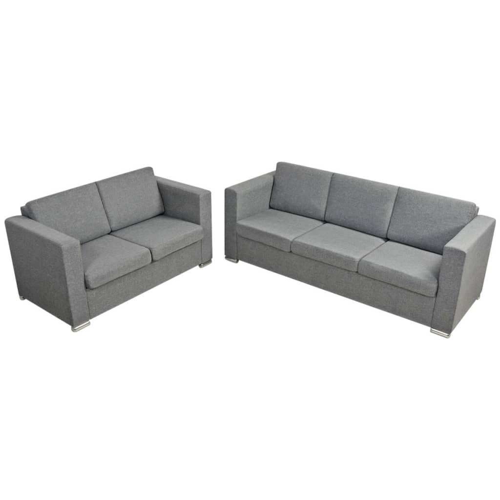 2-delig Bankstel stof lichtgrijs is nu te koop bij PeponiXL, paradijselijk wonen!