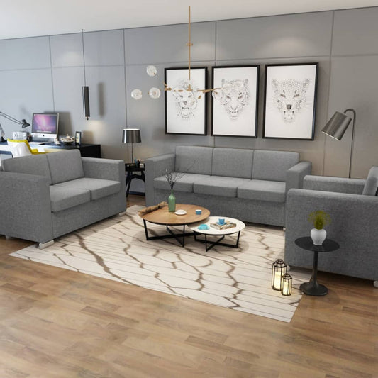 3-delig Bankstel stof lichtgrijs is nu te koop bij PeponiXL, paradijselijk wonen!