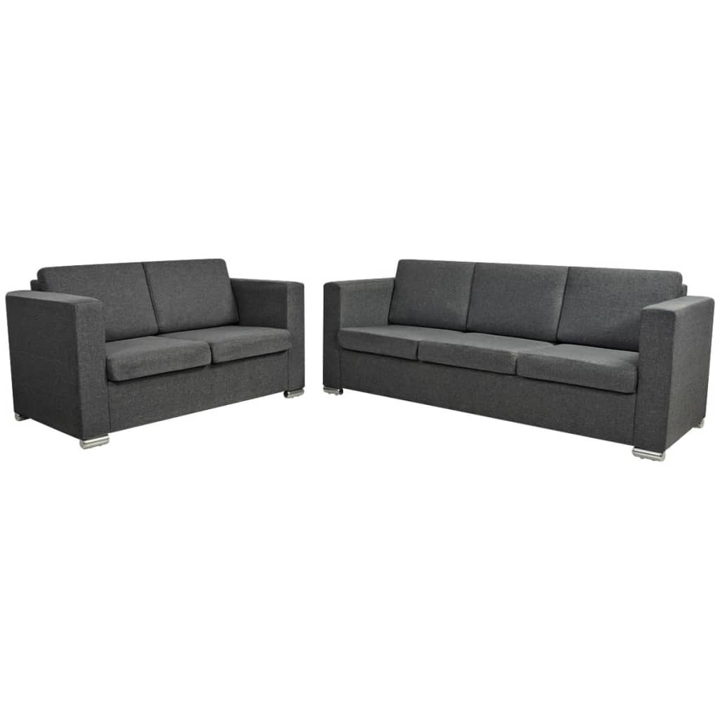 2-delig Bankstel stof donkergrijs is nu te koop bij PeponiXL, paradijselijk wonen!