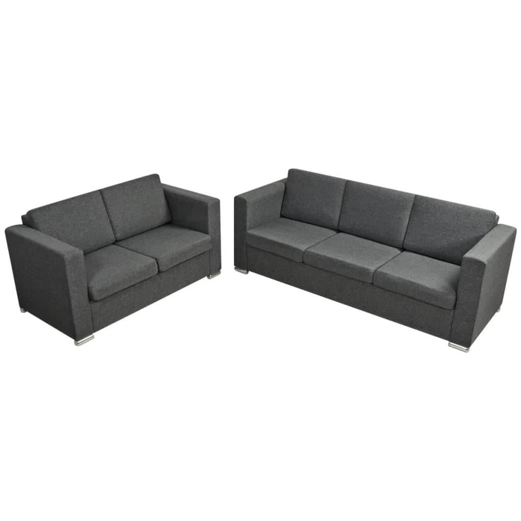 2-delig Bankstel stof donkergrijs is nu te koop bij PeponiXL, paradijselijk wonen!