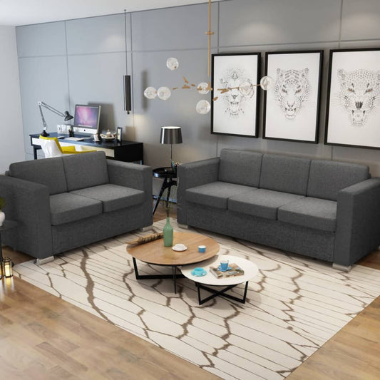 2-delig Bankstel stof donkergrijs is nu te koop bij PeponiXL, paradijselijk wonen!