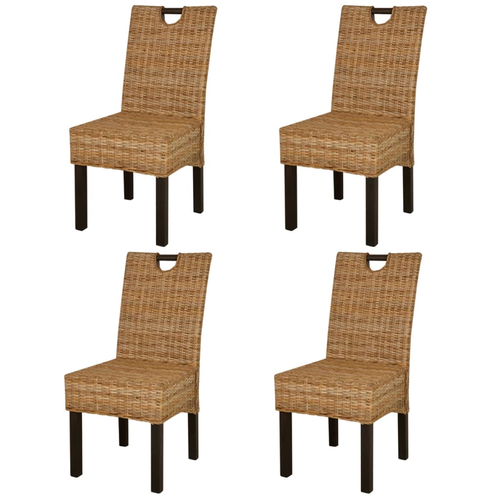 Eetkamerstoelen 4 st kubu rattan mangohout is nu te koop bij PeponiXL, paradijselijk wonen!