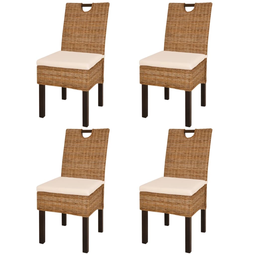 Eetkamerstoel 4 st kubu rattan mangohout is nu te koop bij PeponiXL, paradijselijk wonen!