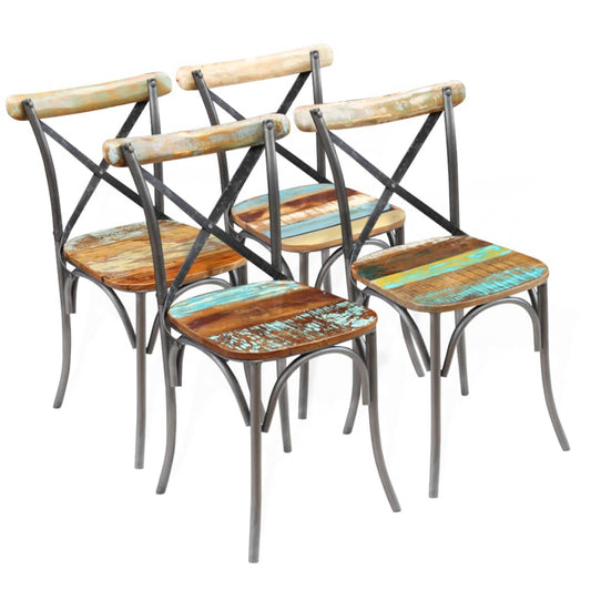 Eetkamerstoelen 4 st massief gerecycled hout is nu te koop bij PeponiXL, paradijselijk wonen!