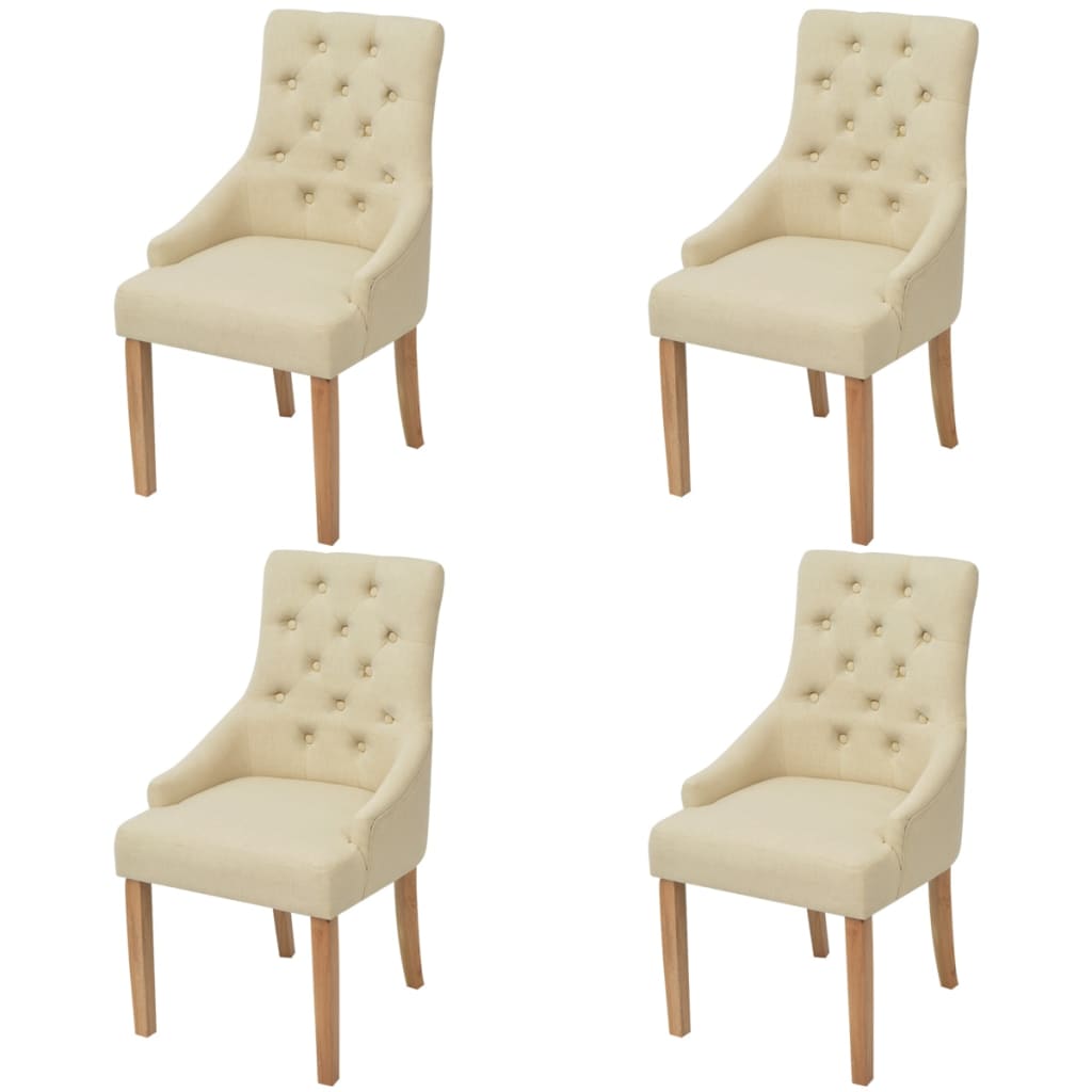 Eetkamerstoelen 4 st stof crèmekleurig is nu te koop bij PeponiXL, paradijselijk wonen!