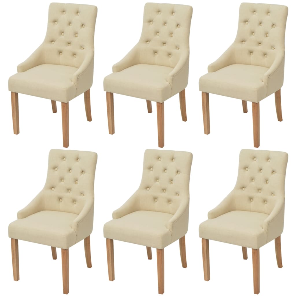 Eetkamerstoelen 6 st stof crème is nu te koop bij PeponiXL, paradijselijk wonen!