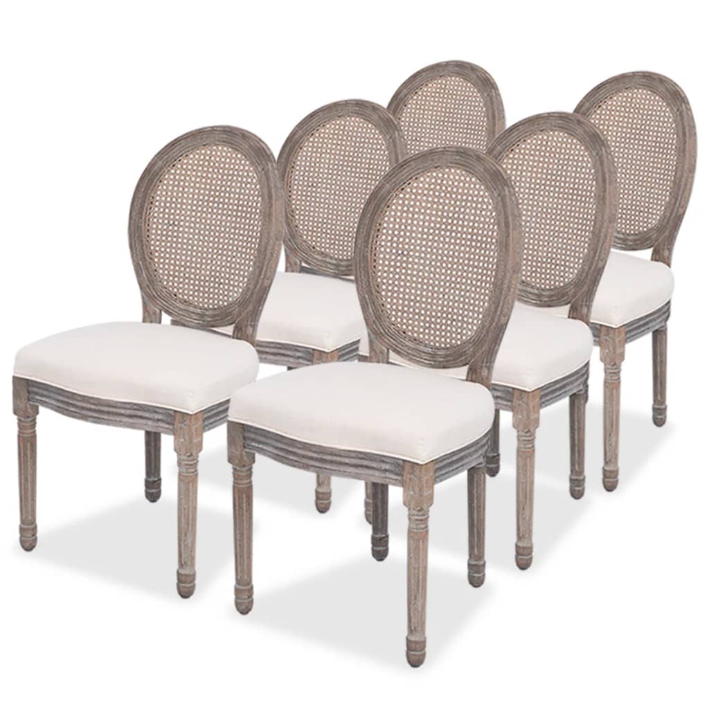 Eetkamerstoelen 6 st stof crèmekleurig is nu te koop bij PeponiXL, paradijselijk wonen!