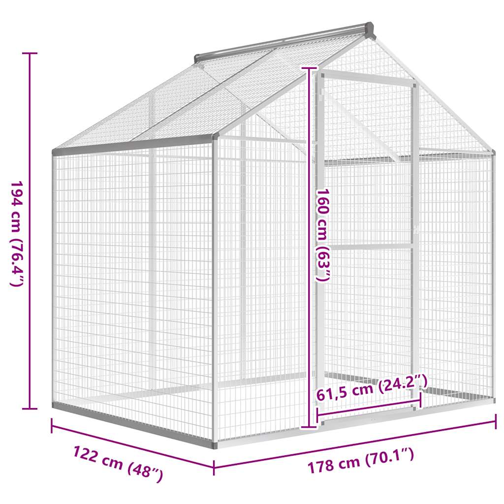 Volière 178x122x194 cm aluminium is nu te koop bij PeponiXL, paradijselijk wonen!