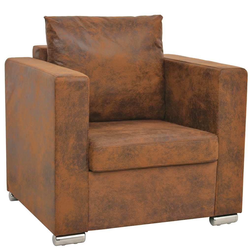 Fauteuil bruin 82x73x82 cm imitatiesuède is nu te koop bij PeponiXL, paradijselijk wonen!