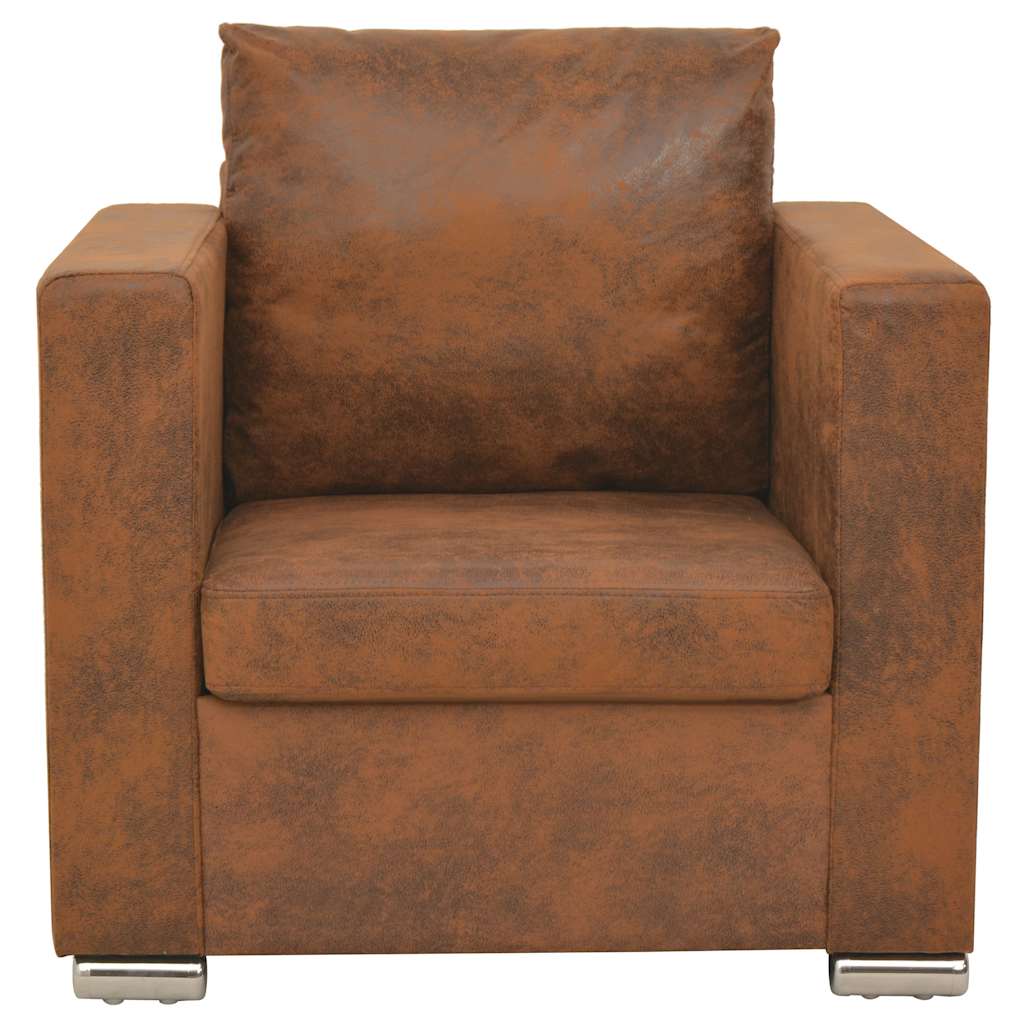 Fauteuil bruin 82x73x82 cm imitatiesuède is nu te koop bij PeponiXL, paradijselijk wonen!