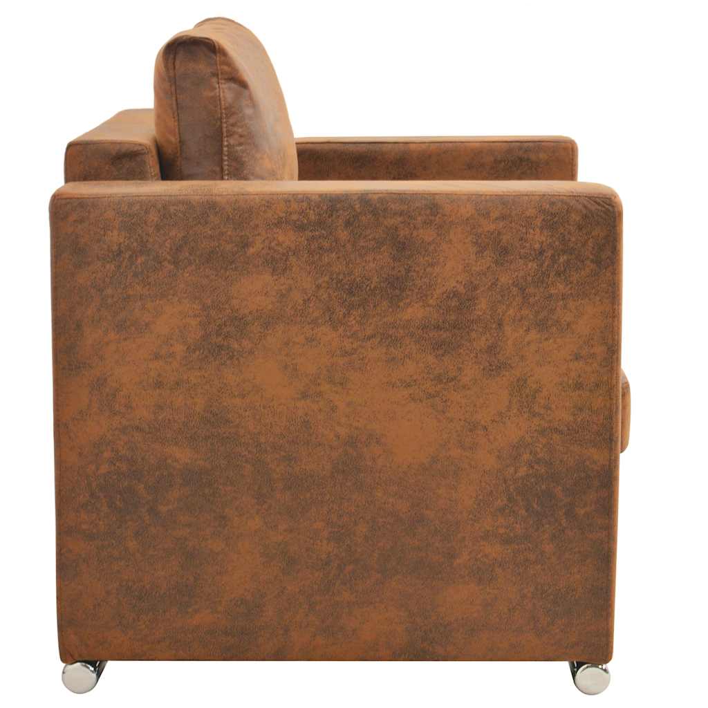 Fauteuil bruin 82x73x82 cm imitatiesuède is nu te koop bij PeponiXL, paradijselijk wonen!