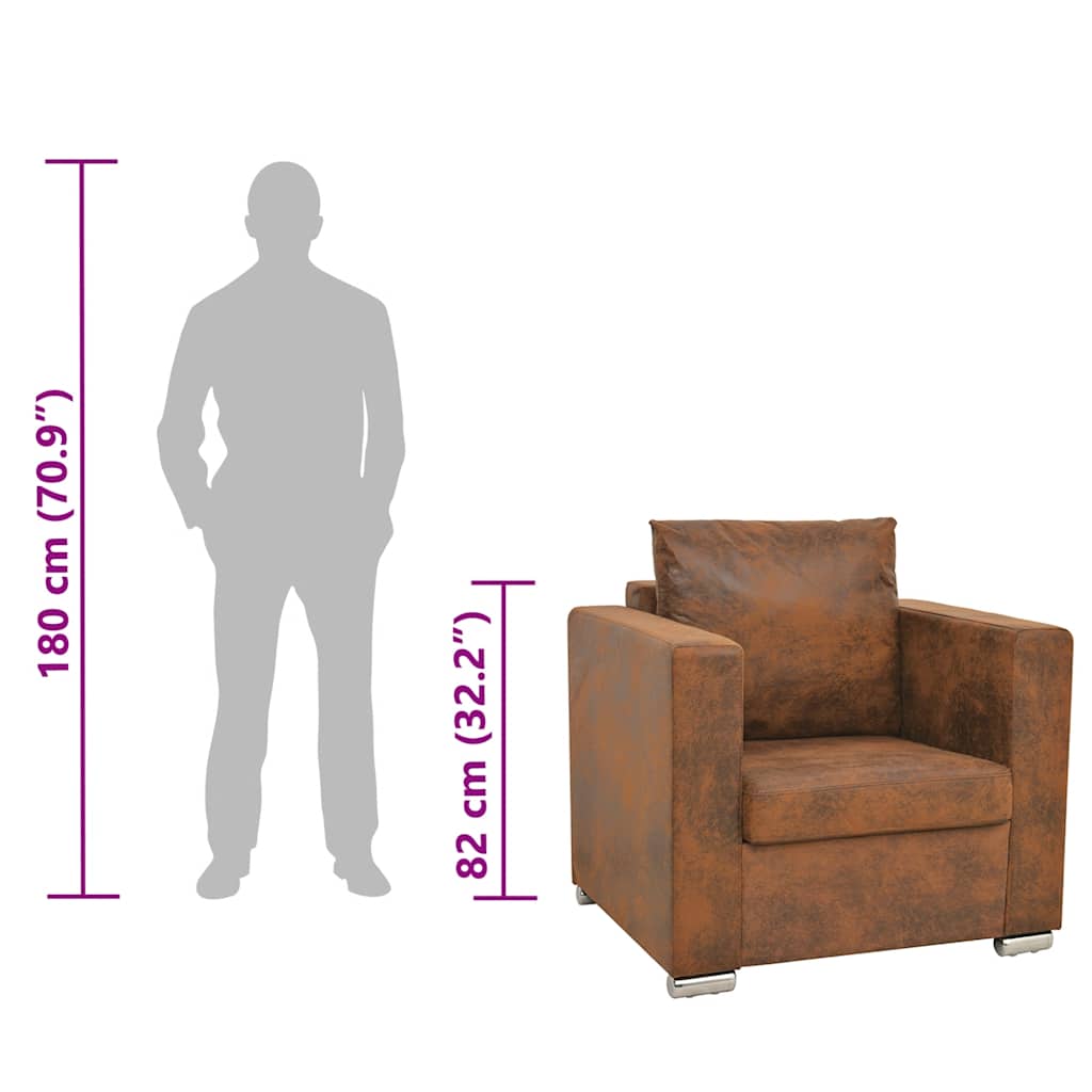 Fauteuil bruin 82x73x82 cm imitatiesuède is nu te koop bij PeponiXL, paradijselijk wonen!