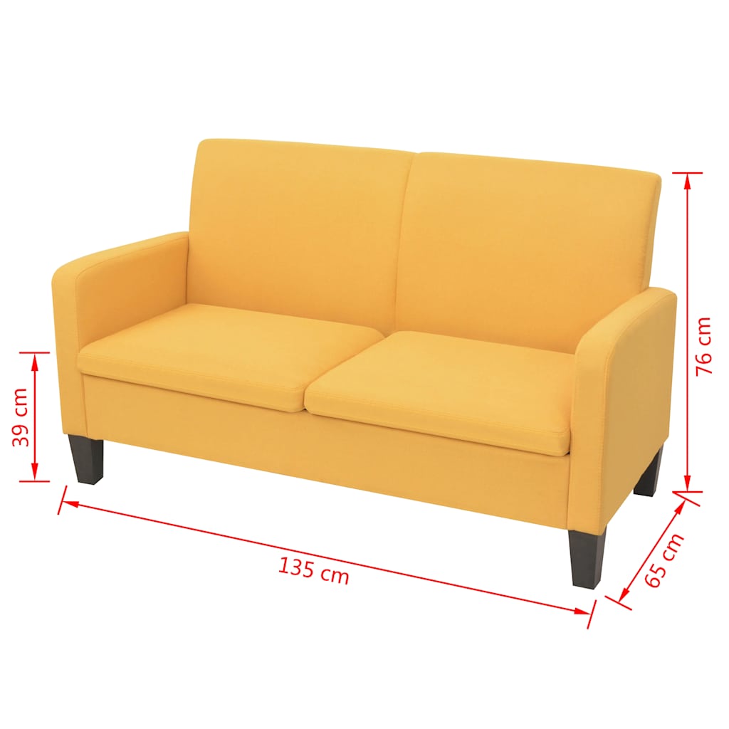 Tweezitsbank 135x65x76 cm geel is nu te koop bij PeponiXL, paradijselijk wonen!
