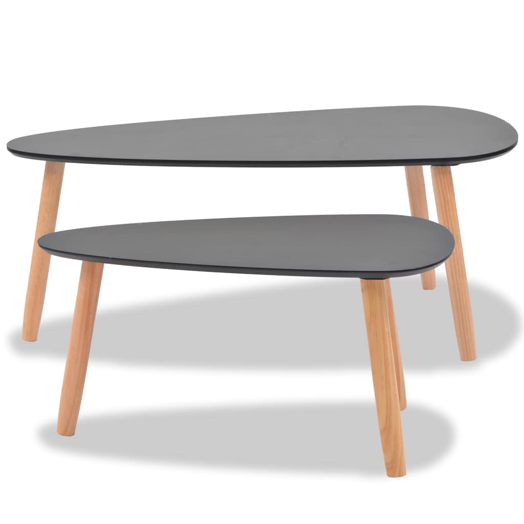2-delige Salontafelset massief grenenhout zwart is nu te koop bij PeponiXL, paradijselijk wonen!
