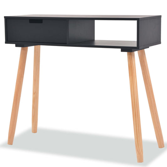 Wandtafel 80x30x72 cm massief grenenhout zwart is nu te koop bij PeponiXL, paradijselijk wonen!