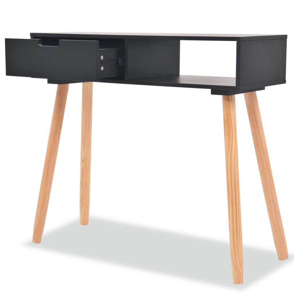 Wandtafel 80x30x72 cm massief grenenhout zwart is nu te koop bij PeponiXL, paradijselijk wonen!