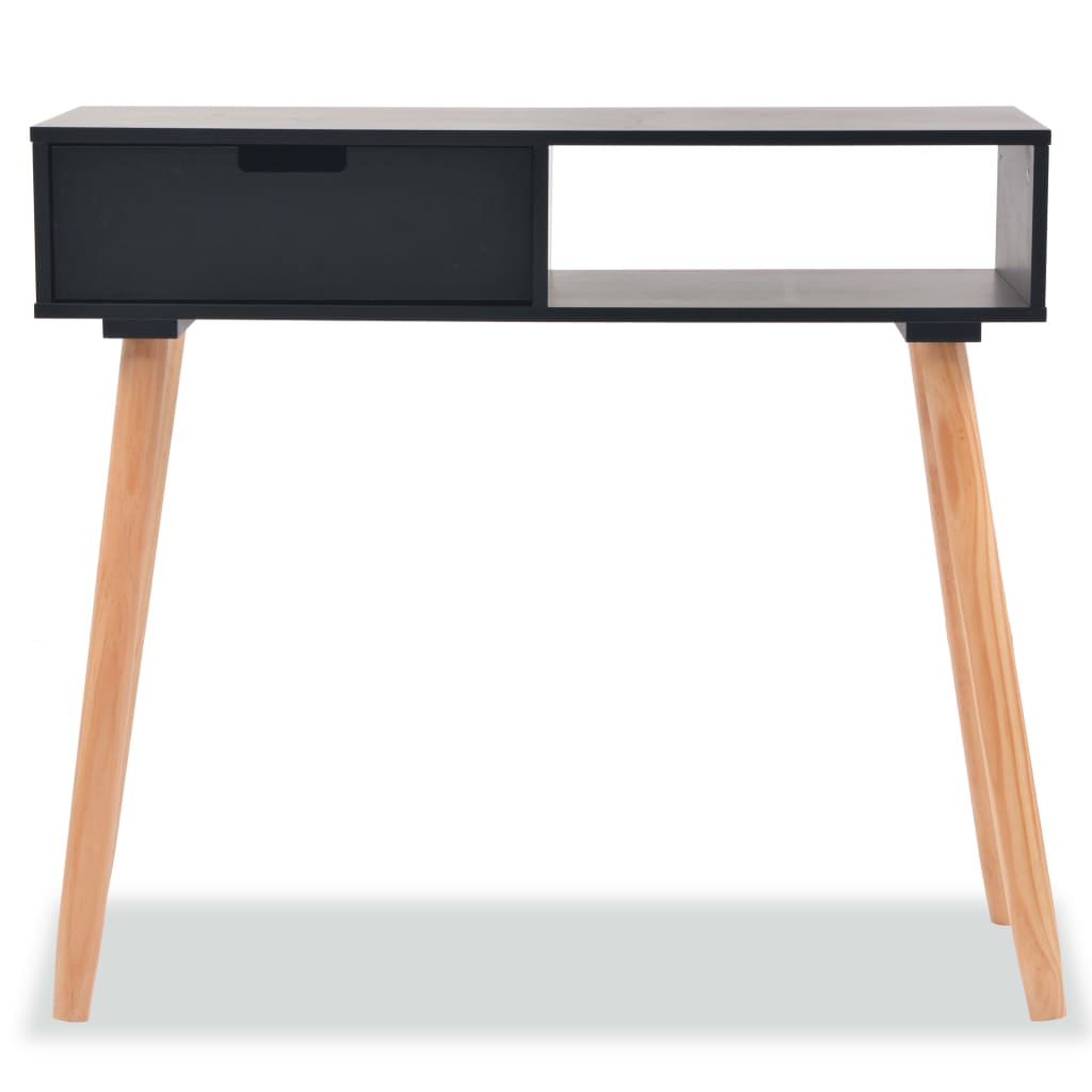 Wandtafel 80x30x72 cm massief grenenhout zwart is nu te koop bij PeponiXL, paradijselijk wonen!