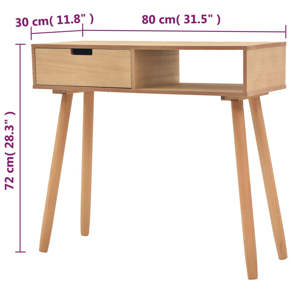 Wandtafel 80x30x72 cm massief grenenhout bruin is nu te koop bij PeponiXL, paradijselijk wonen!