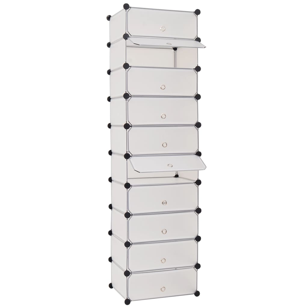 Schoenenkast met 10 ineengrijpende vakken wit is nu te koop bij PeponiXL, paradijselijk wonen!