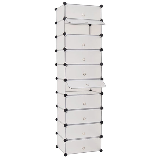 Schoenenkast met 10 ineengrijpende vakken wit is nu te koop bij PeponiXL, paradijselijk wonen!