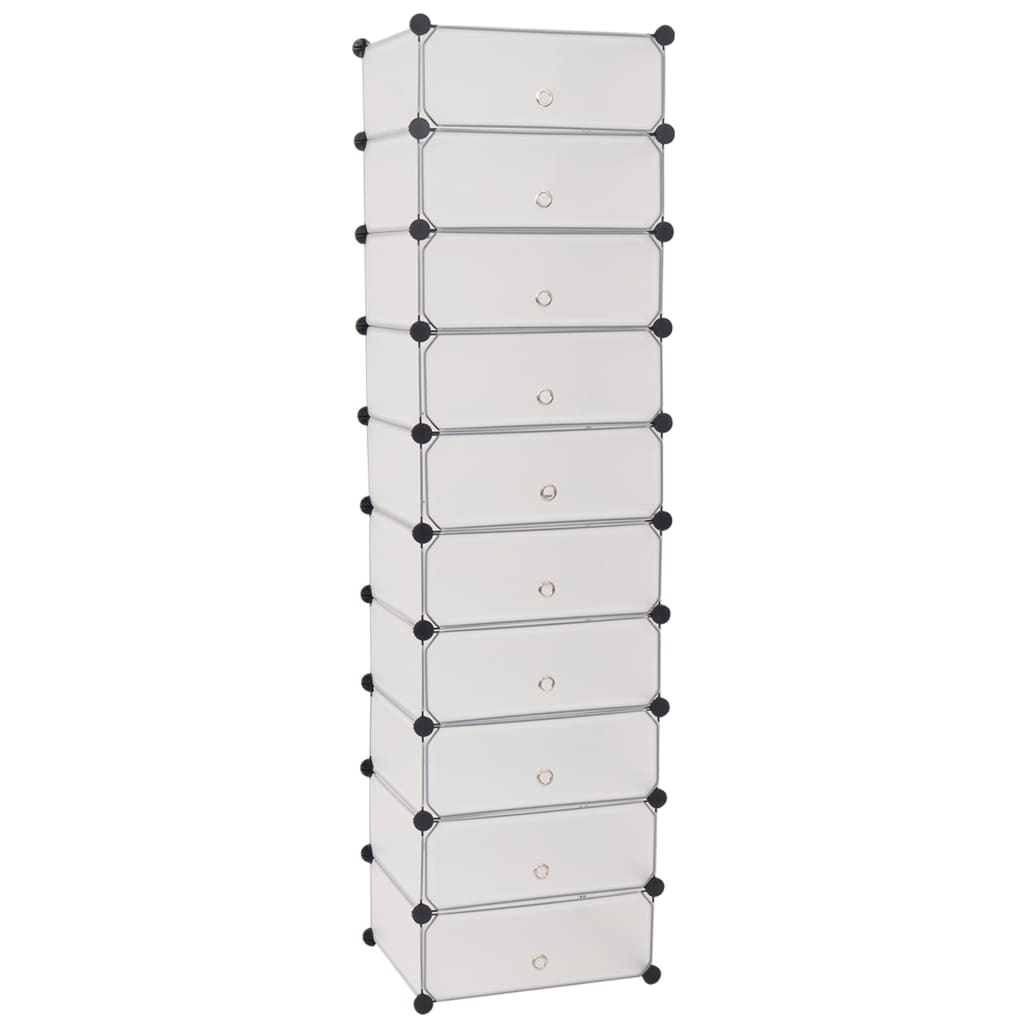 Schoenenkast met 10 ineengrijpende vakken wit is nu te koop bij PeponiXL, paradijselijk wonen!