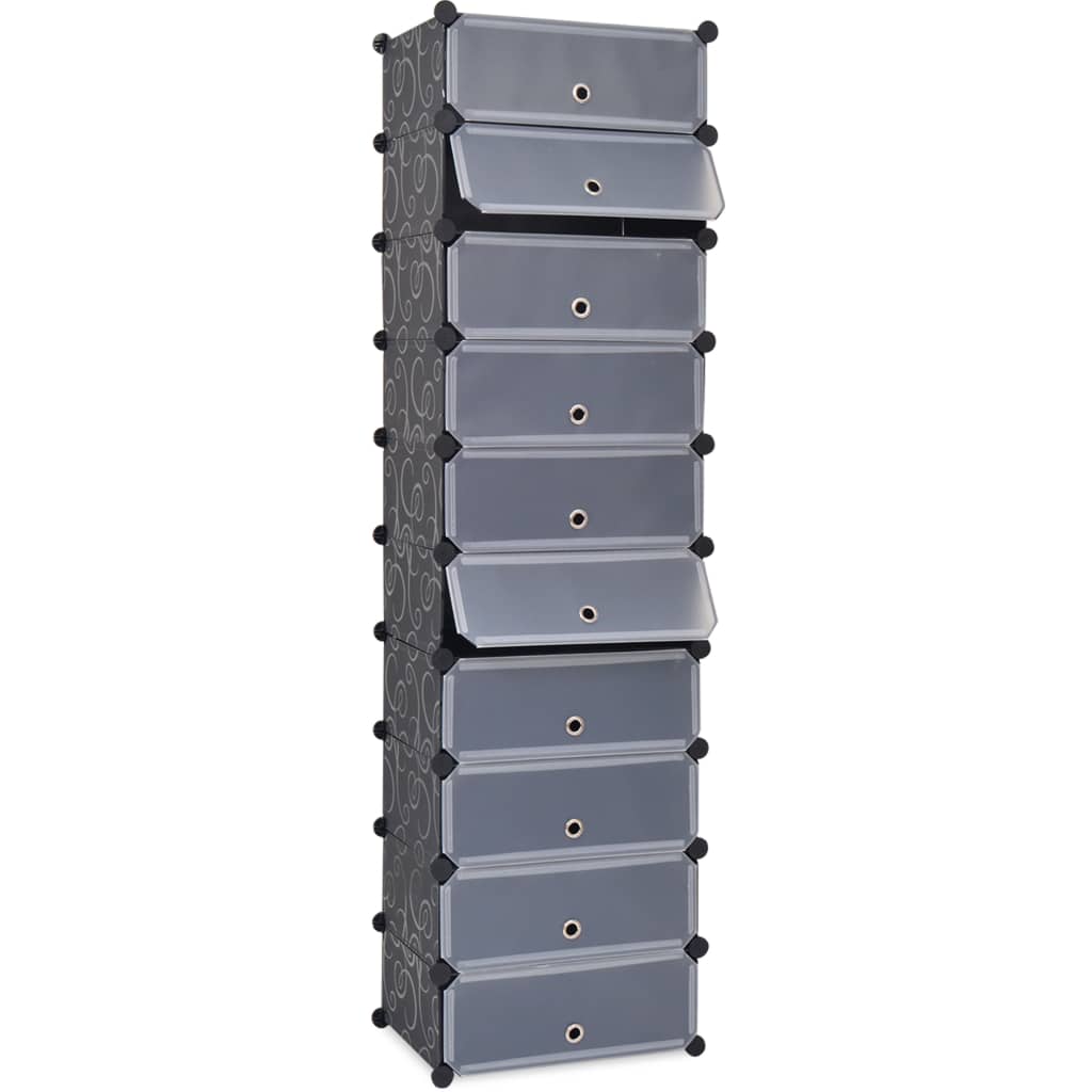 Schoenenkast met 10 ineengrijpende vakken zwart is nu te koop bij PeponiXL, paradijselijk wonen!
