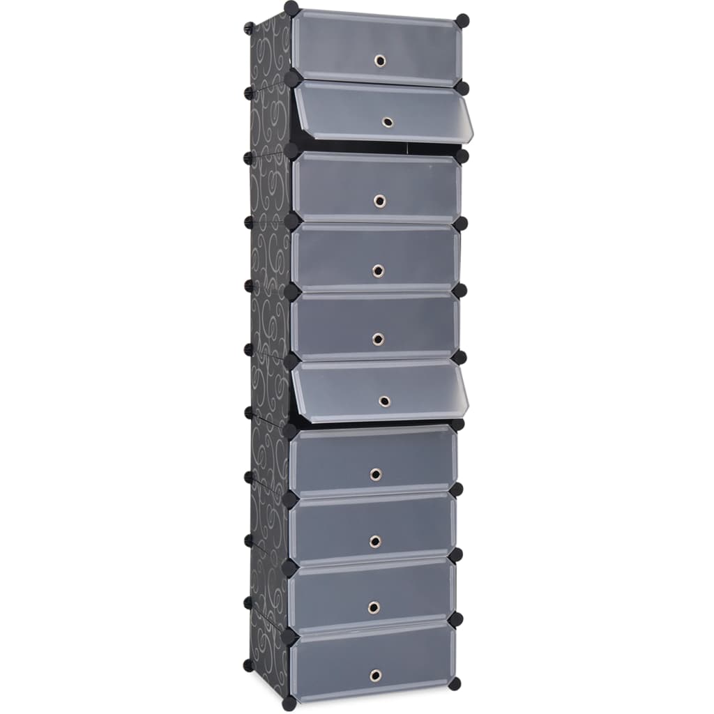 Schoenenkast met 10 ineengrijpende vakken zwart is nu te koop bij PeponiXL, paradijselijk wonen!