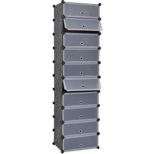 Schoenenkast met 10 ineengrijpende vakken zwart is nu te koop bij PeponiXL, paradijselijk wonen!