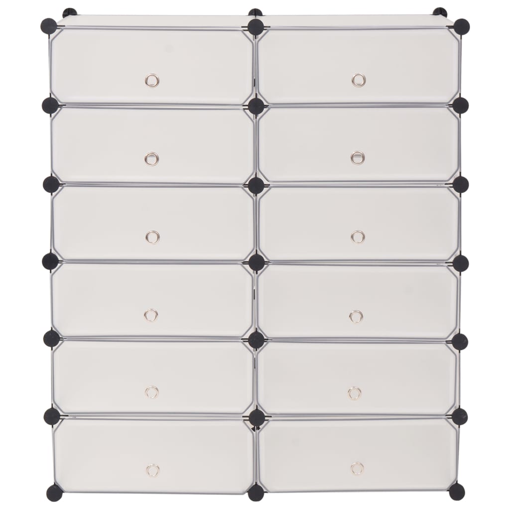 Schoenenkast met 12 ineengrijpende vakken wit is nu te koop bij PeponiXL, paradijselijk wonen!