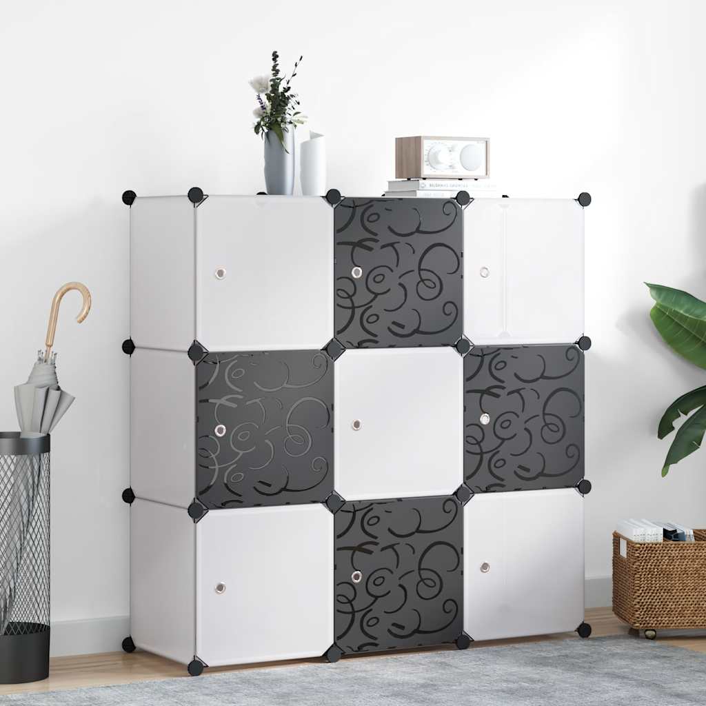 Opbergmeubel met 9 vakken zwart en wit is nu te koop bij PeponiXL, paradijselijk wonen!