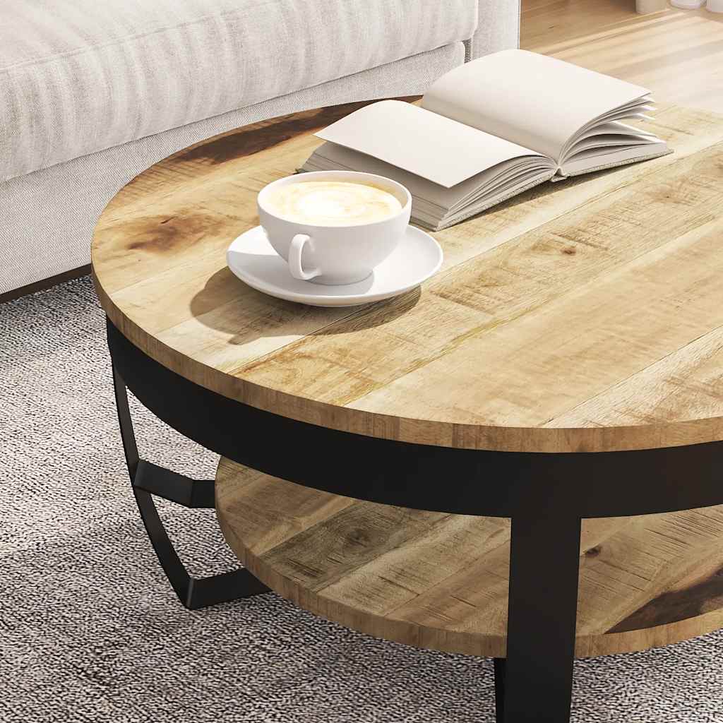 Salontafel 65x32 cm massief ruw mangohout is nu te koop bij PeponiXL, paradijselijk wonen!