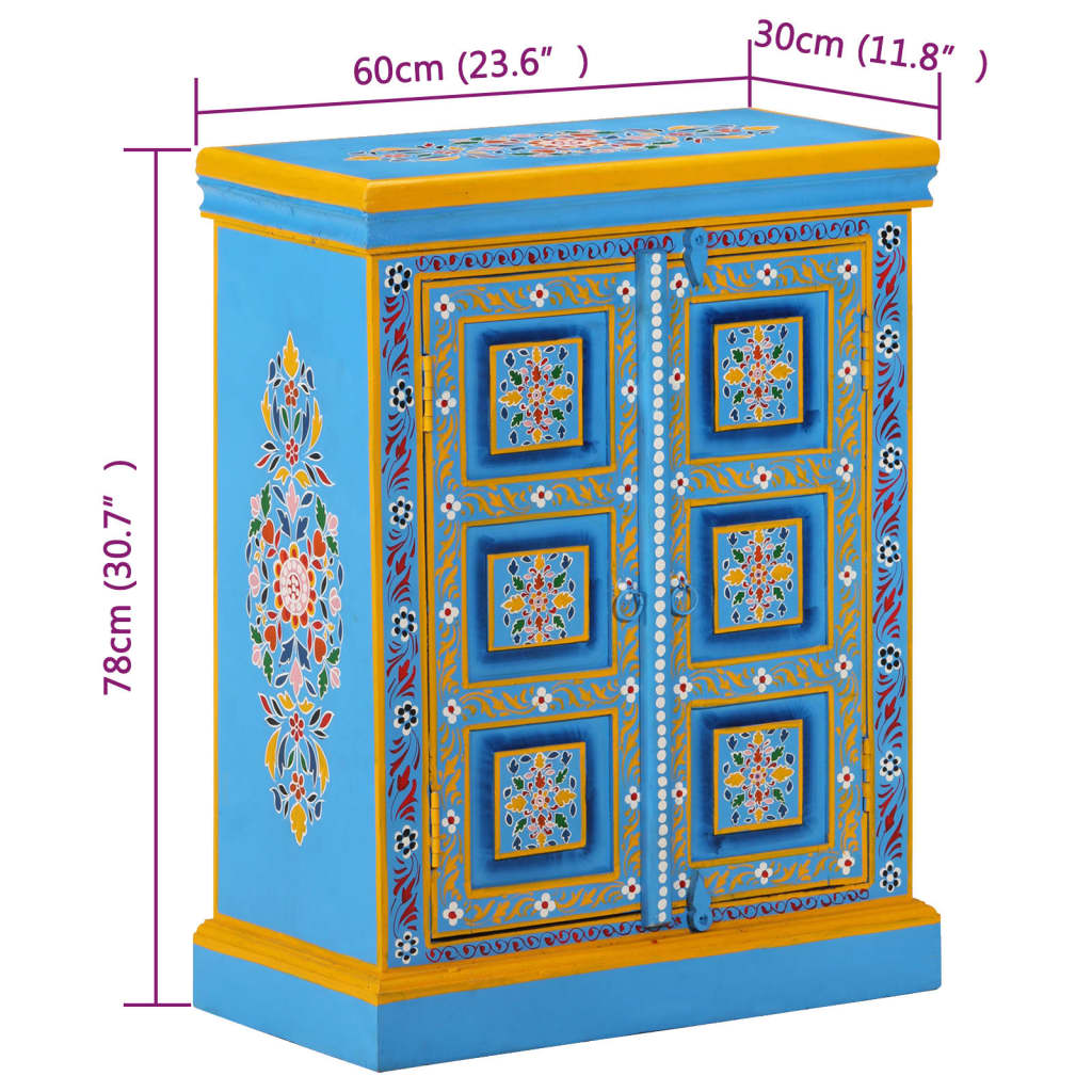Wandkast handgeschilderd massief mangohout turquoise is nu te koop bij PeponiXL, paradijselijk wonen!
