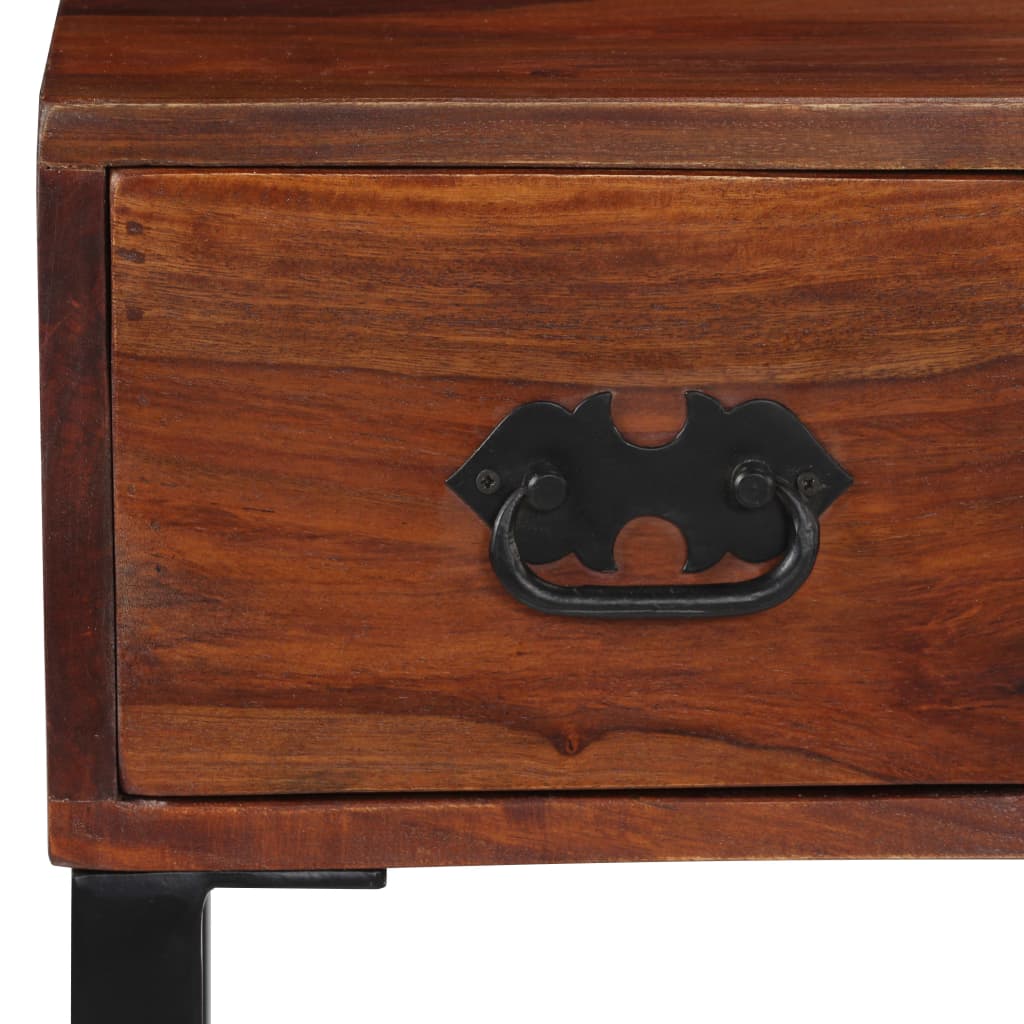 Bureau 117x50x76 cm massief acaciahout en echt leer is nu te koop bij PeponiXL, paradijselijk wonen!