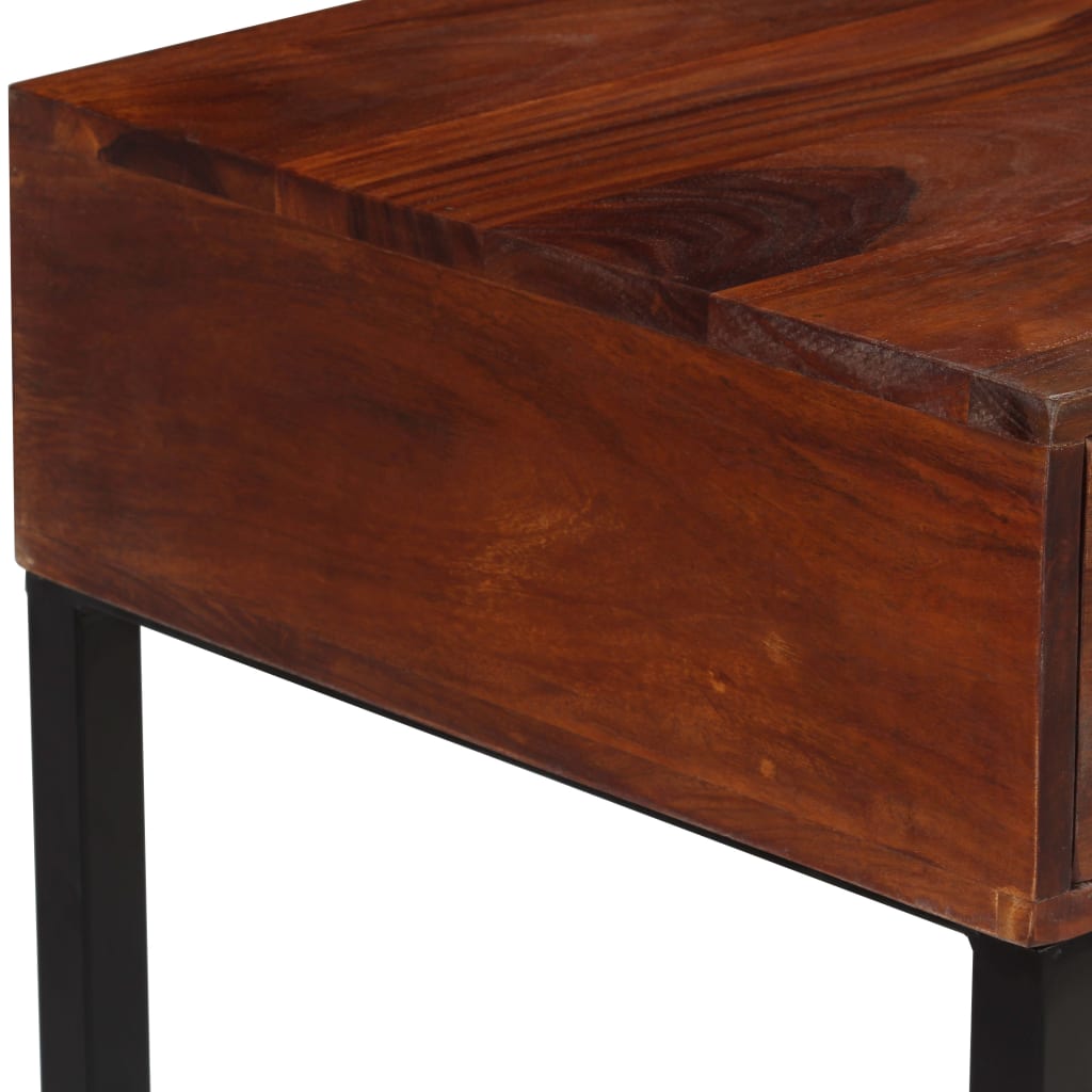 Bureau 117x50x76 cm massief acaciahout en echt leer is nu te koop bij PeponiXL, paradijselijk wonen!